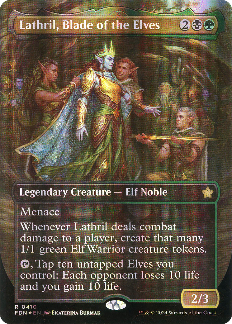 Image of Lathril, Blade of the Elves (Borderless) (Mana Foil) (FDN-410) - Foundations (Borderless) Foil