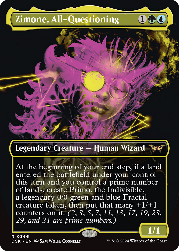 Image of Zimone, All-Questioning (Showcase) (DSK-366) - Duskmourn: House of Horror (Borderless) Foil
