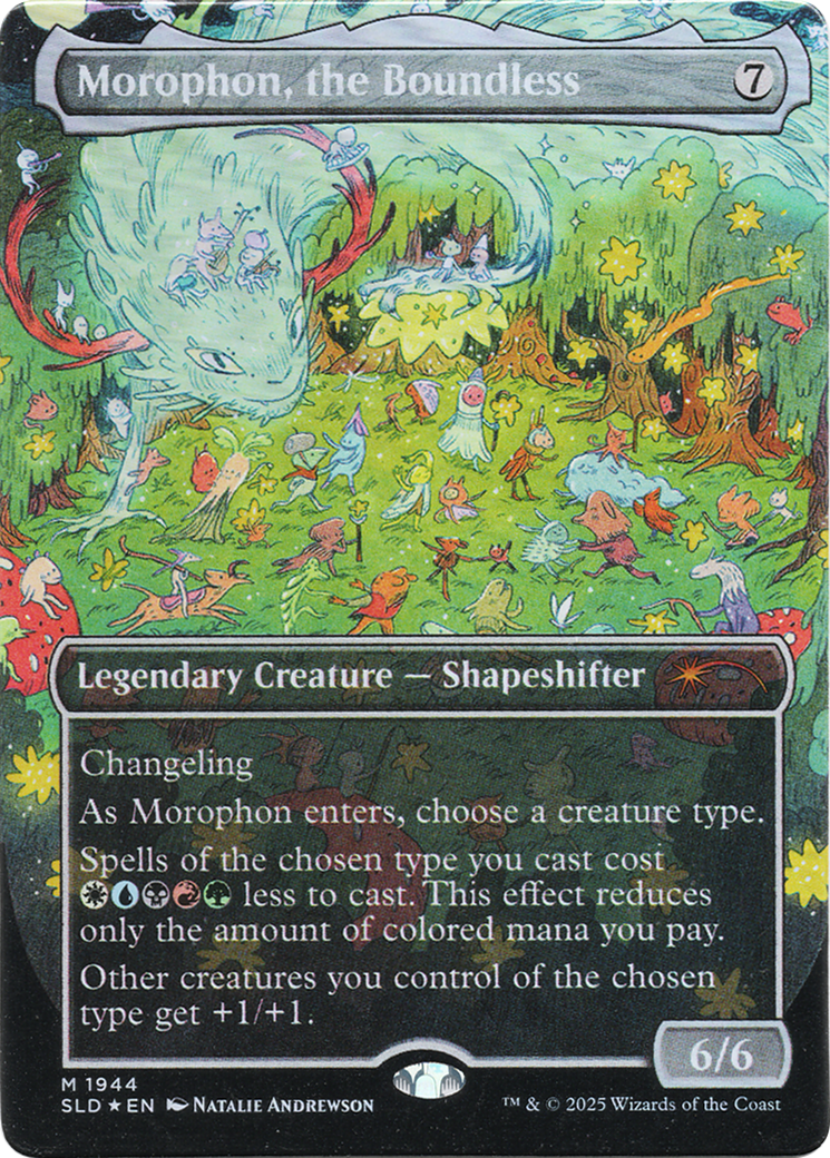 Image of Morophon, the Boundless (Display Commander) - Thick Stock (Double Rainbow Foil) (SLD-1944) - Secret Lair Drop (Borderless) Foil