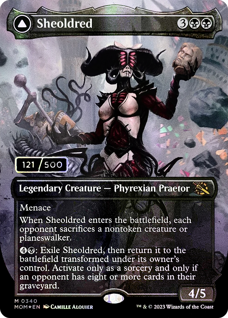 Image of Sheoldred (Serial Numbered) (MOM-340) - March of the Machine (Borderless) Foil