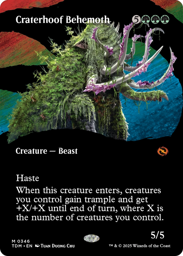 Image of Craterhoof Behemoth (Borderless) (TDM-346) - Tarkir: Dragonstorm: (Showcase) (Borderless) Foil
