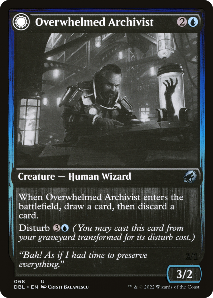 Image of Overwhelmed Archivist (DBL-068) - Innistrad: Double Feature: (Double Faced Transform)