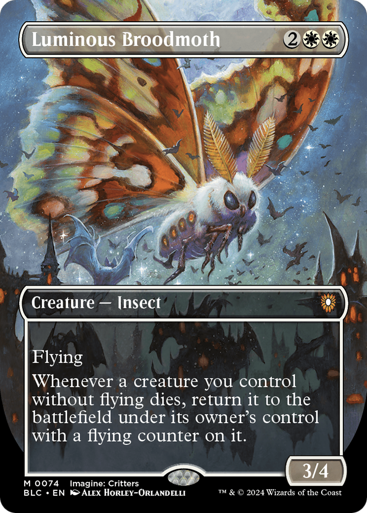 Image of Luminous Broodmoth (Borderless) (BLC-074) - Bloomburrow Commander (Borderless)