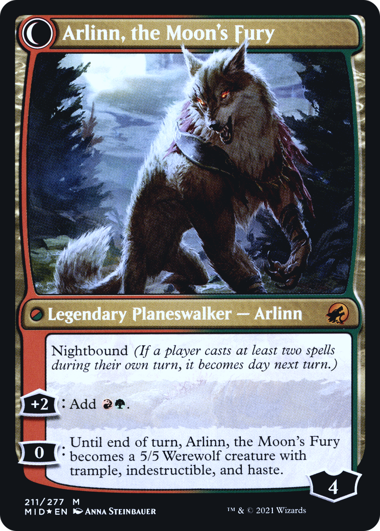 Image of Arlinn, the Pack's Hope (PRE-211) - Innistrad: Midnight Hunt Promos: (Double Faced Transform) Foil