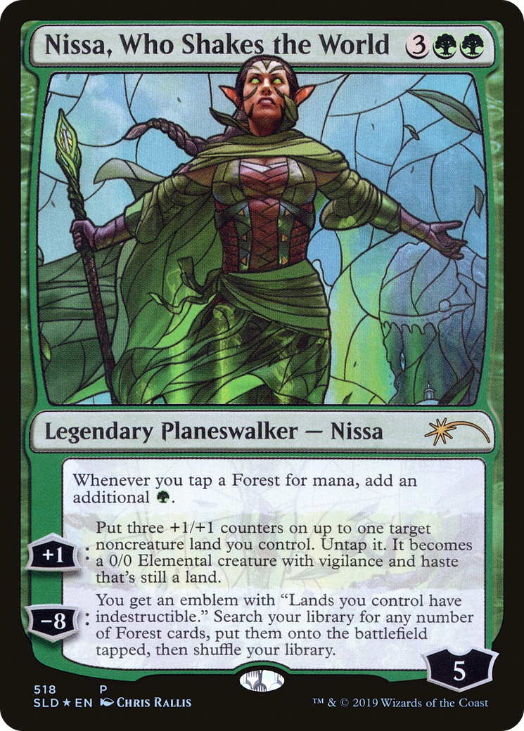 Image of Nissa, Who Shakes the World (Stained Glass) (SLD-518) - Secret Lair Drop Foil