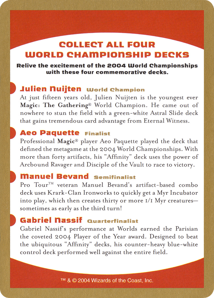 Image of 2004 World Championship Advertisement Card (WCD-) - World Championship Decks 2004