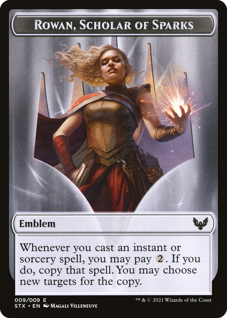 Image of Rowan, Scholar of Sparks Emblem (TSTX-009) - Strixhaven: School of Mages Tokens