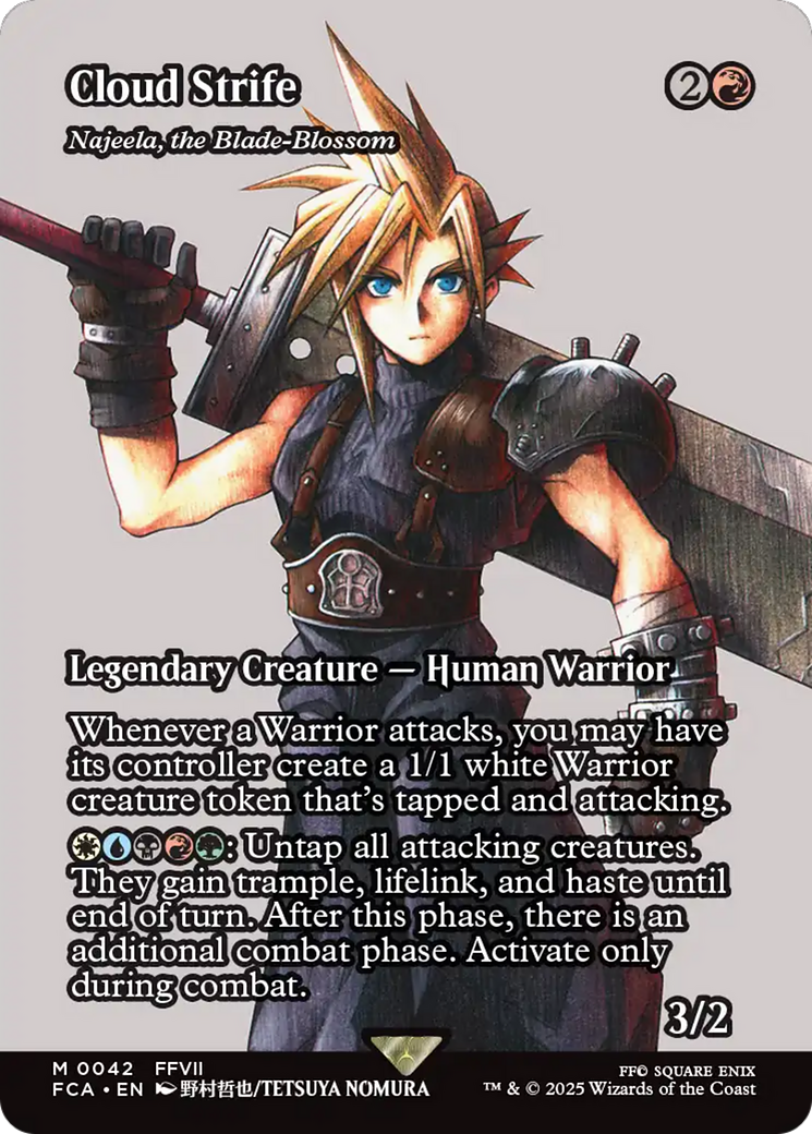 Image of Cloud Strife - Najeela, the Blade-Blossom (Showcase) (FCA-042) - FINAL FANTASY: Through the Ages / Cloud Strife (Borderless) Foil