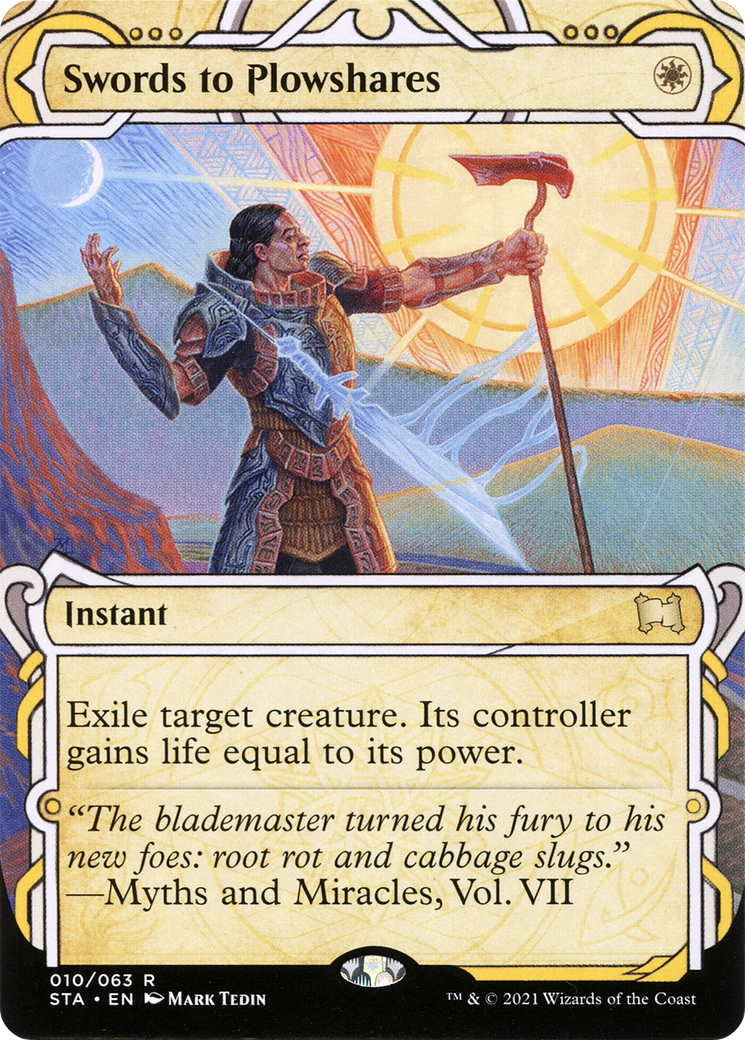 Image of Swords to Plowshares (STA-010) - Strixhaven Mystical Archive: (Showcase) (Borderless) Etched Foil