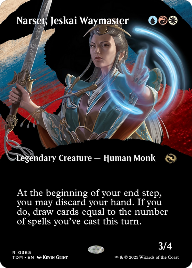 Image of Narset, Jeskai Waymaster (TDM-365) - Tarkir: Dragonstorm: (Showcase) (Borderless) Foil