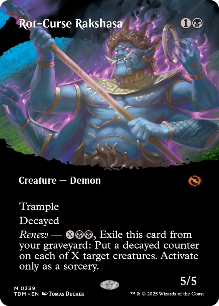 Image of Rot-Curse Rakshasa (Borderless) (TDM-339) - Tarkir: Dragonstorm: (Showcase) (Borderless) Foil