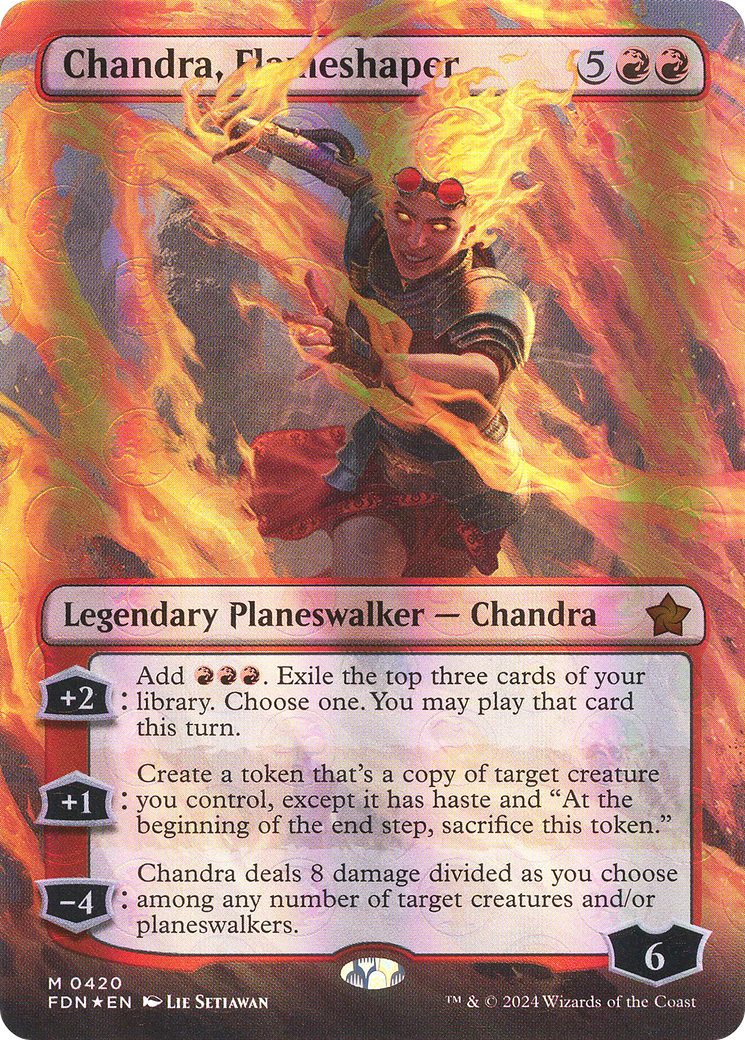 Image of Chandra, Flameshaper (Borderless) (Mana Foil) (FDN-420) - Foundations (Borderless) Foil