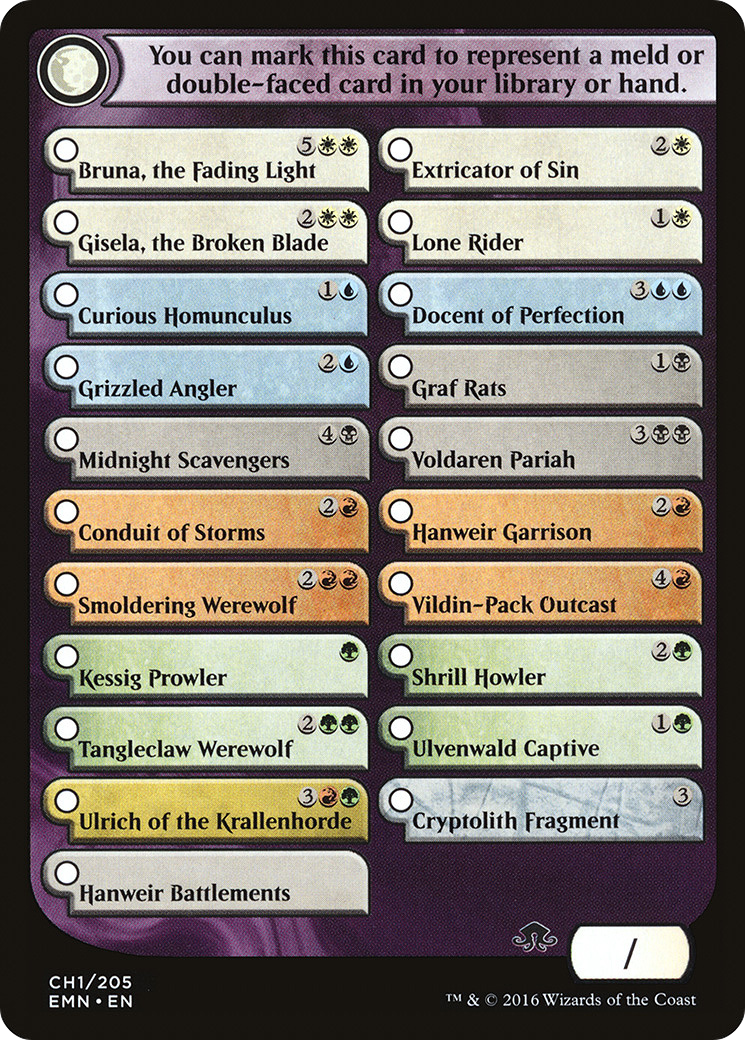 Image of Checklist Card - Eldritch Moon (EMN-CH1) - Eldritch Moon Tokens