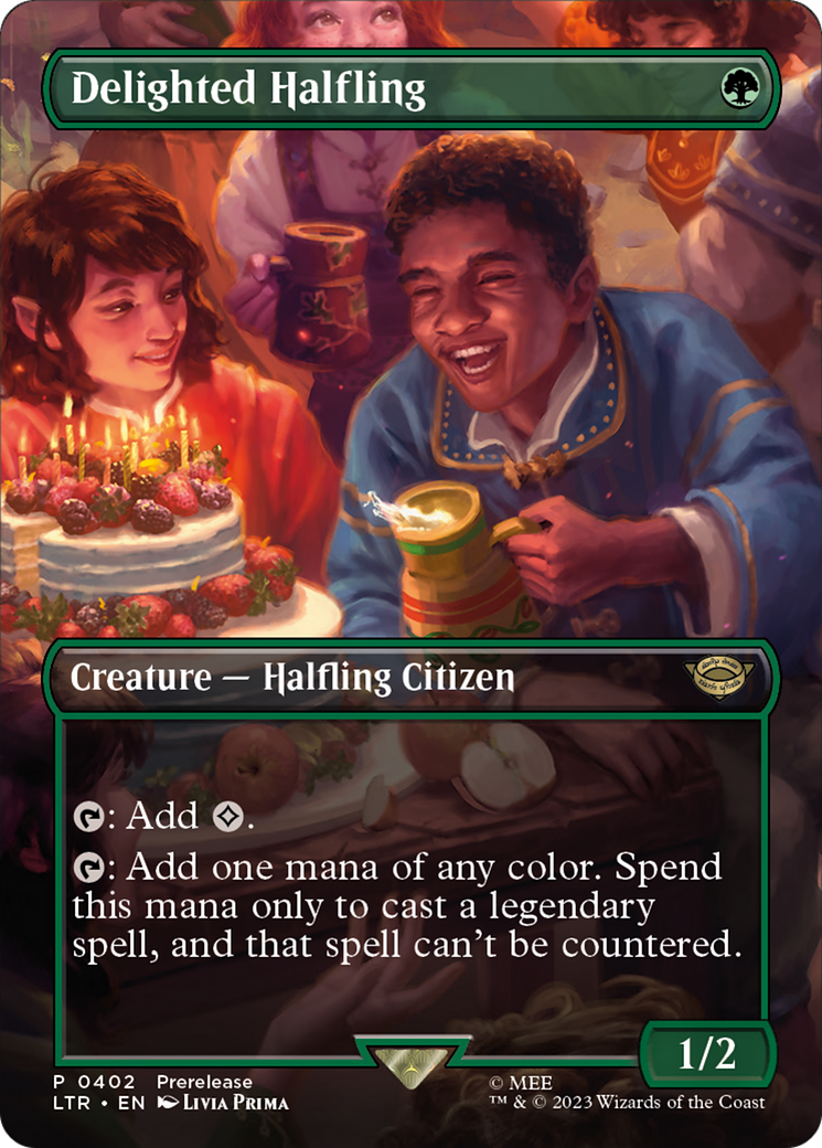 Image of Delighted Halfling (Borderless) (LTR-402) - The Lord of the Rings: Tales of Middle-earth (Borderless)
