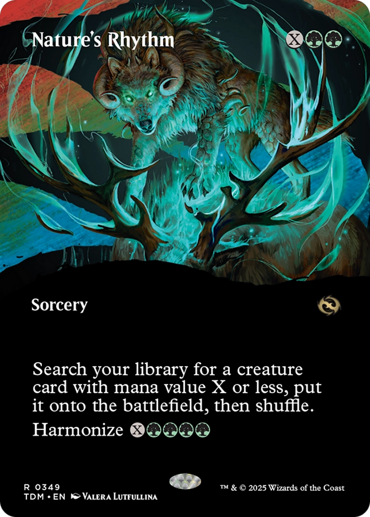 Image of Nature's Rhythm (Borderless) (TDM-349) - Tarkir: Dragonstorm: (Showcase) (Borderless) Foil