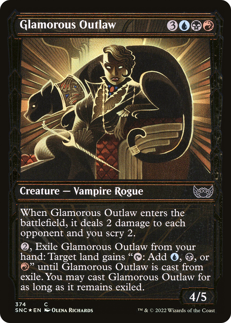 Image of Glamorous Outlaw (Gilded Foil) (SNC-374) - Streets of New Capenna: (Showcase) Foil