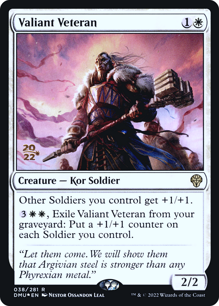 Image of Valiant Veteran (PRE-038) - Dominaria United Promos Foil