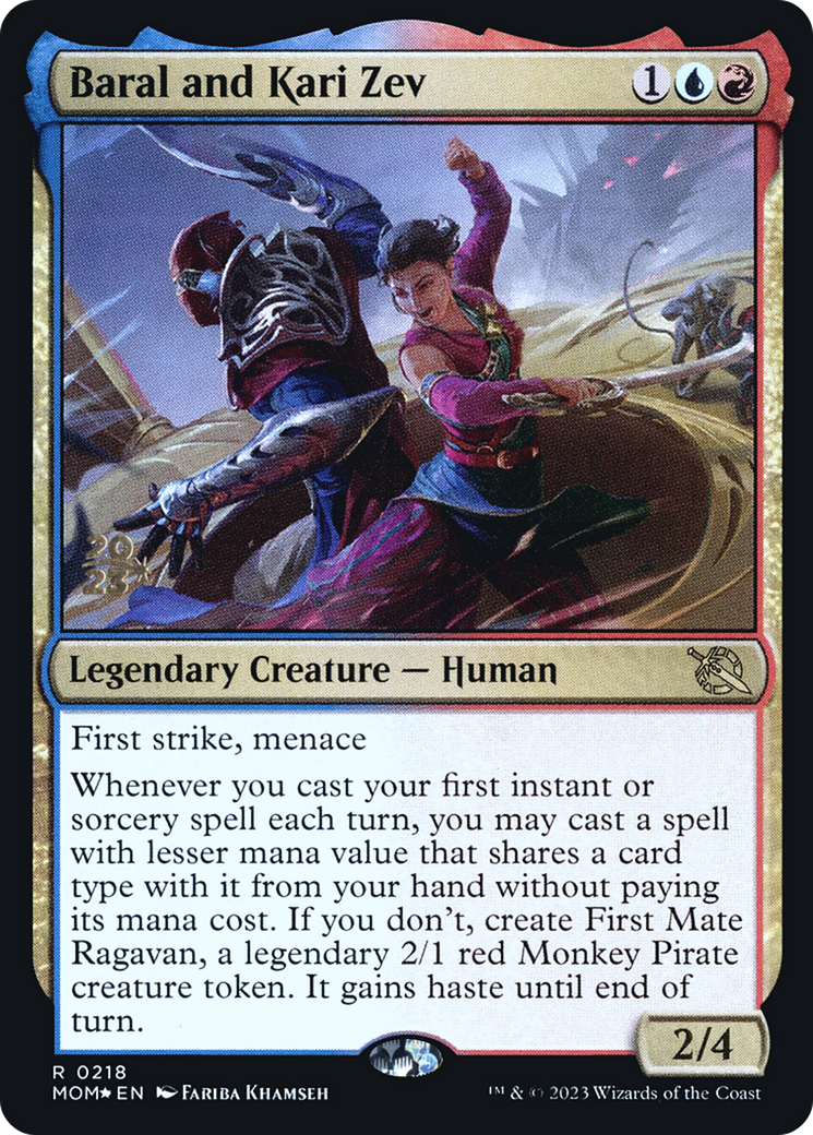 Image of Baral and Kari Zev (PRE-218) - March of the Machine Promos Foil