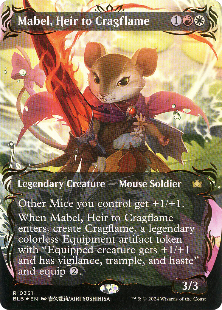Image of Mabel, Heir to Cragflame (Borderless) (Raised Foil) (BLB-351) - Bloomburrow: (Showcase) (Borderless) Foil