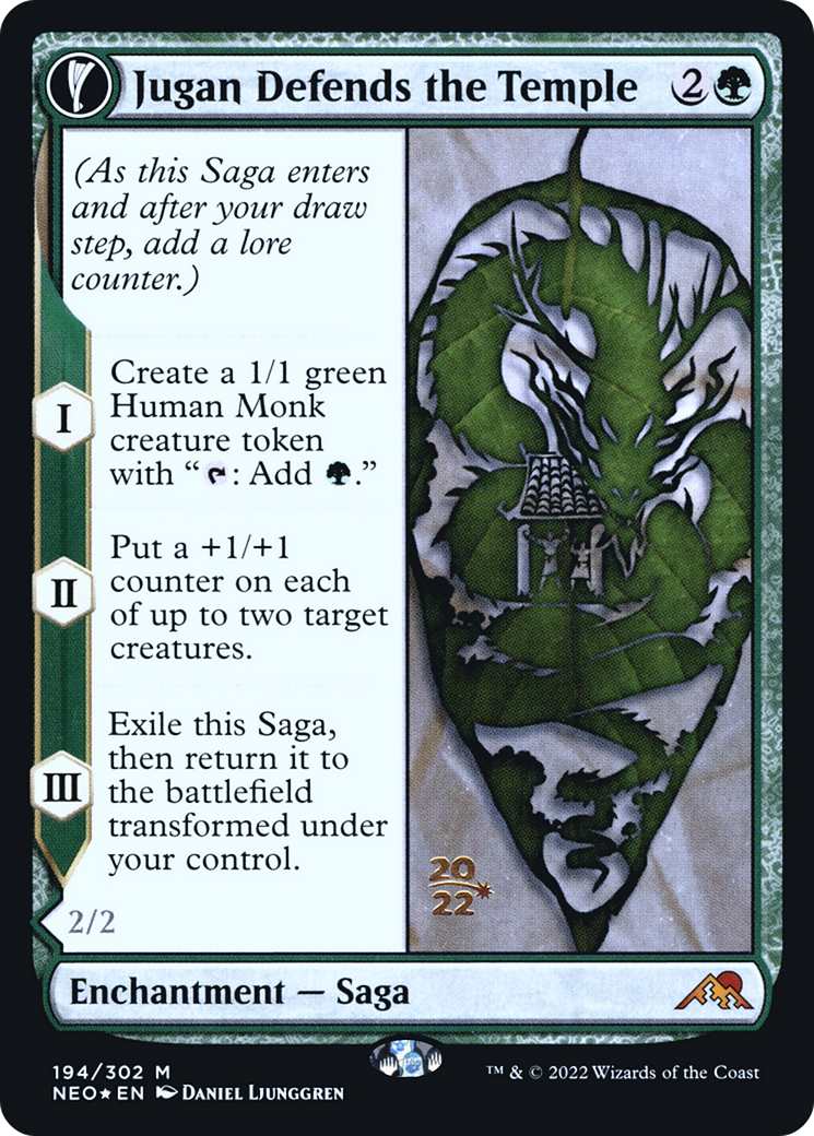 Image of Jugan Defends the Temple (PRE-194) - Kamigawa: Neon Dynasty Promos: (fandfc, enchantment) Foil