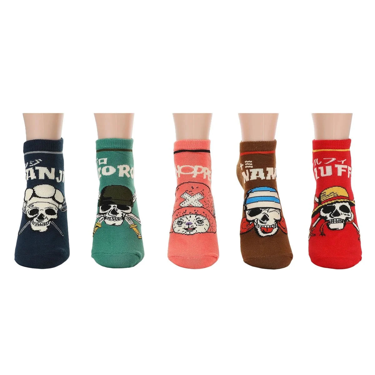 Image of Pre Order One Piece Jolly Rogers with Chopper Ankle Socks 5-Pack