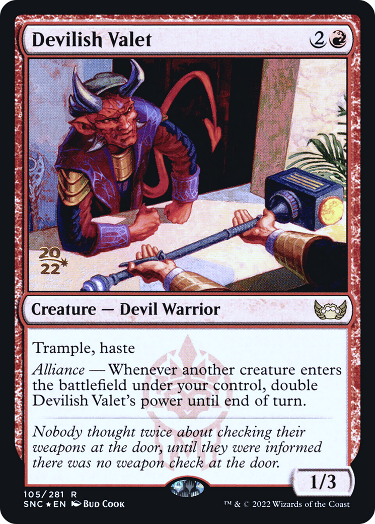Image of Devilish Valet (PRE-105) - Streets of New Capenna Promos Foil