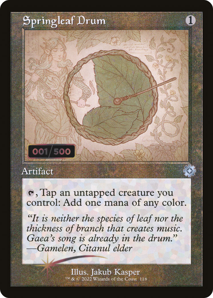 Image of Springleaf Drum (Schematic) (Serial Numbered) (BRR-118) - The Brothers' War Retro Artifacts Foil