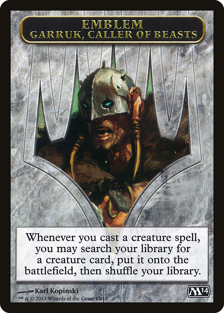 Image of Emblem - Garruk, Caller of Beasts (M14-013) - Magic 2014 Tokens