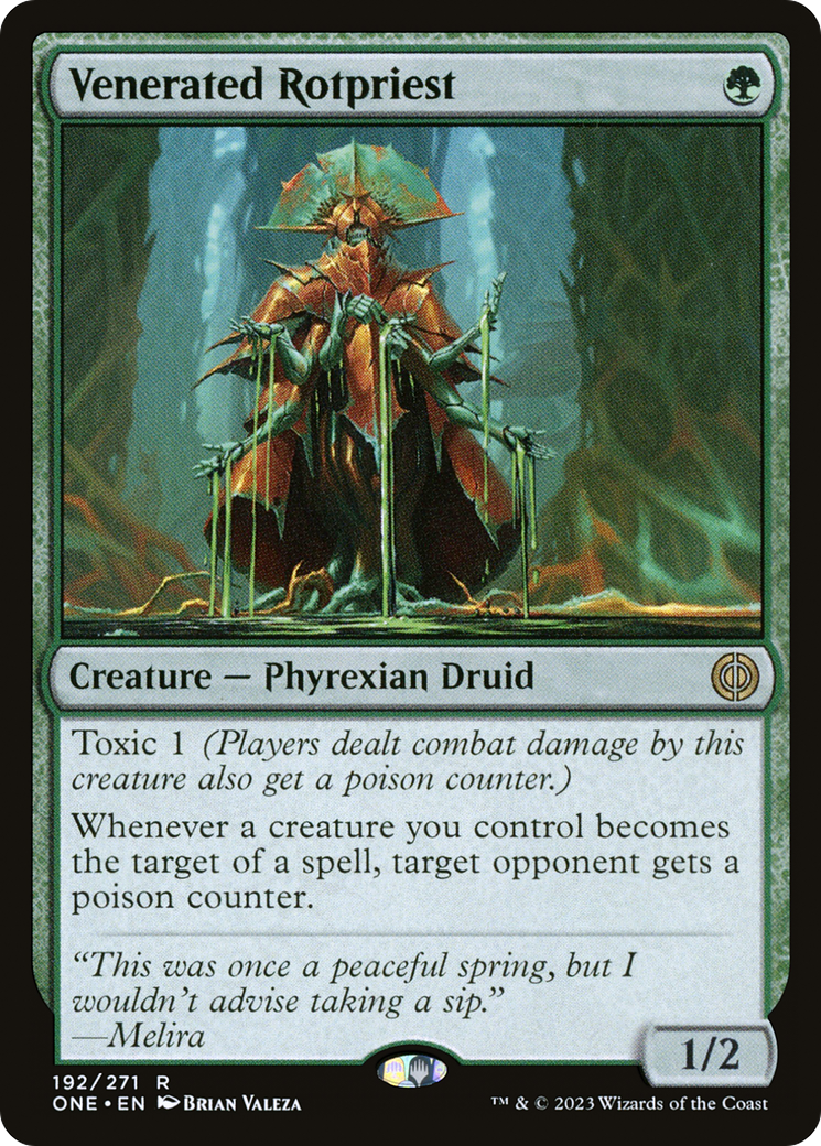 Image of Venerated Rotpriest (ONE-192) - Phyrexia: All Will Be One Foil