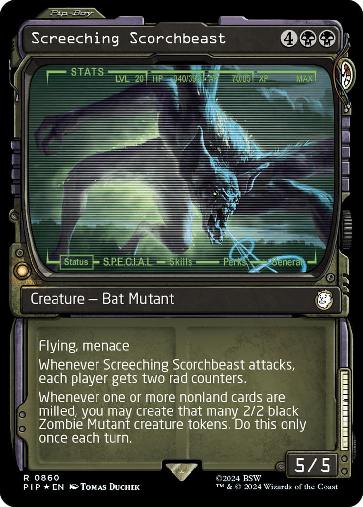 Image of Screeching Scorchbeast (Showcase) (Surge Foil) (PIP-860) - Fallout: (Showcase) Foil