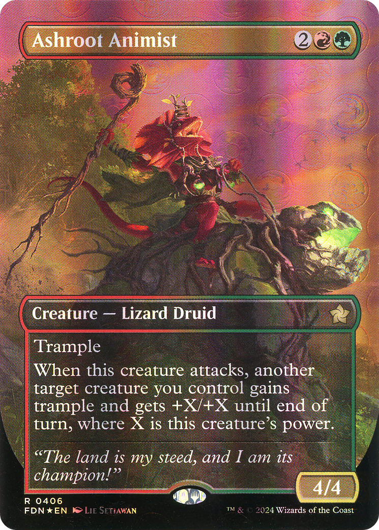 Image of Ashroot Animist (Borderless) (Mana Foil) (FDN-406) - Foundations (Borderless) Foil