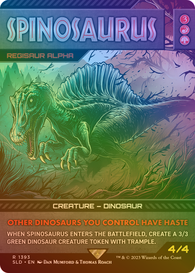 Image of Spinosaurus - Regisaur Alpha (Rainbow Foil) (SLD-1393★) - Secret Lair Drop / Spinosaurus (Borderless) Foil