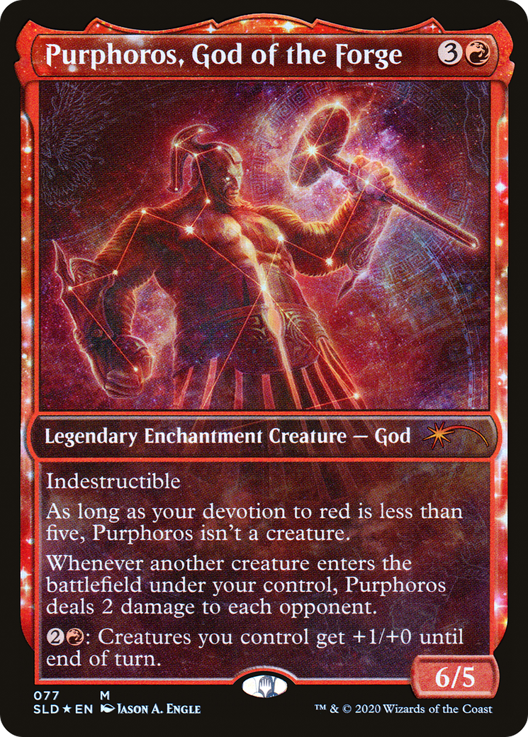 Image of Purphoros, God of the Forge (SLD-077) - Secret Lair Drop: (enchantment, Showcase) Foil