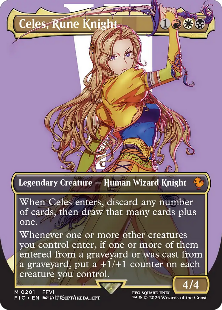 Image of Celes, Rune Knight (Borderless) (FIC-201) - Commander: FINAL FANTASY (Borderless) Foil