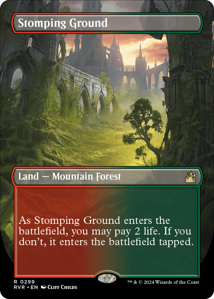 Image of Stomping Ground (Borderless) (RVR-299) - Ravnica Remastered (Borderless) Foil