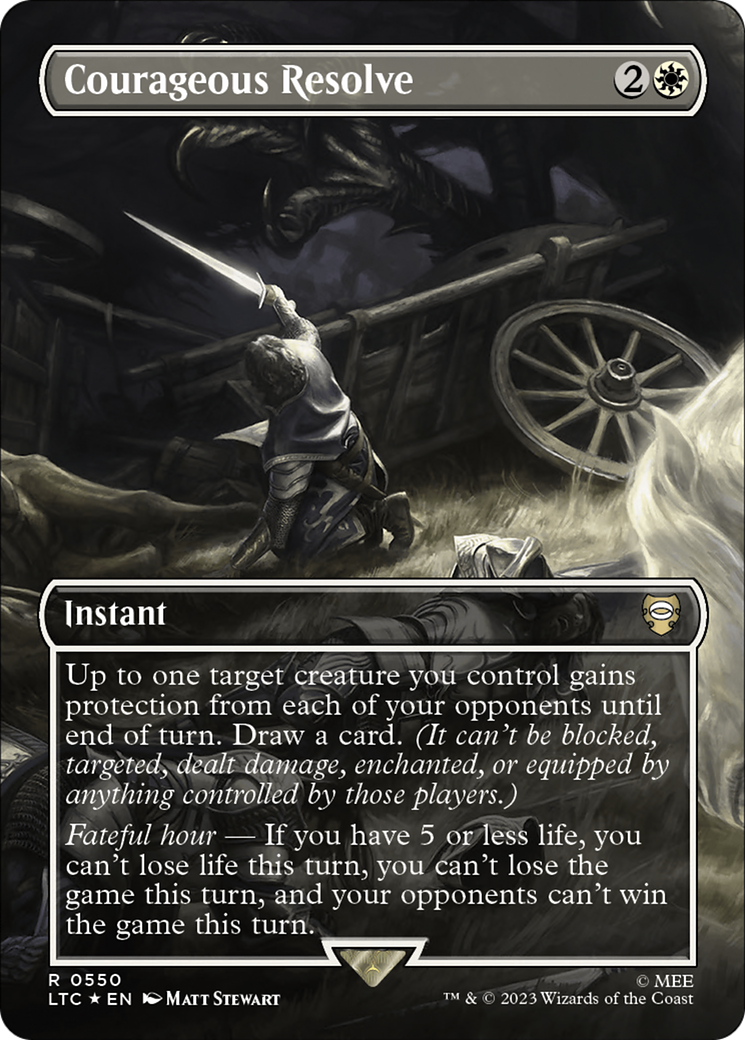 Image of Courageous Resolve (Borderless) (Surge Foil) (LTC-550) - Tales of Middle-earth Commander (Borderless) Foil