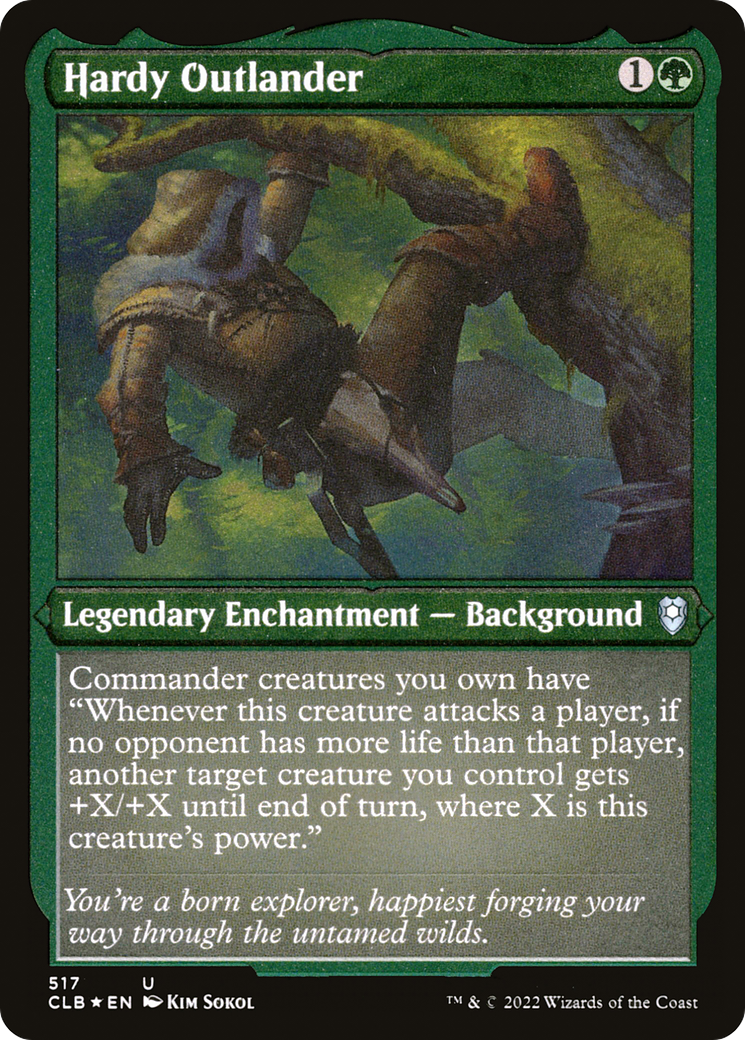 Image of Hardy Outlander (CLB-517) - Commander Legends: Battle for Baldur's Gate Etched Foil