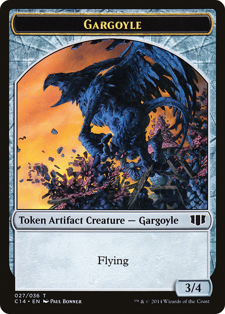Image of Gargoyle // Elf Warrior Double-sided Token (C14-027) - Commander 2014 Tokens