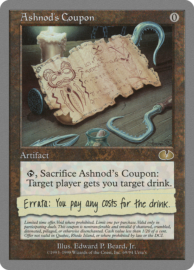 Image of Ashnod's Coupon (UGL-069) - Unglued