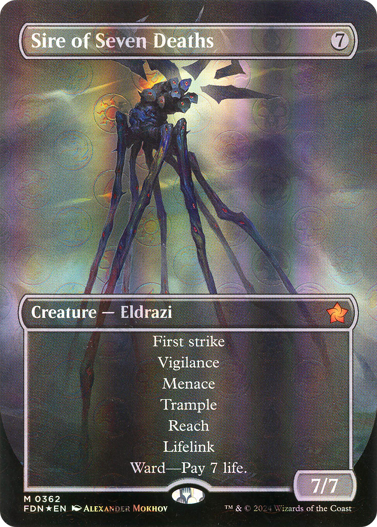 Image of Sire of Seven Deaths (Borderless) (Mana Foil) (FDN-362) - Foundations (Borderless) Foil