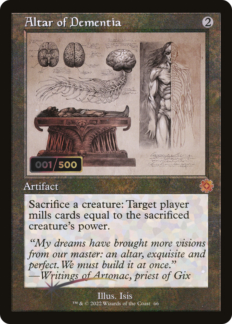 Image of Altar of Dementia (Schematic) (Serial Numbered) (BRR-066) - The Brothers' War Retro Artifacts Foil