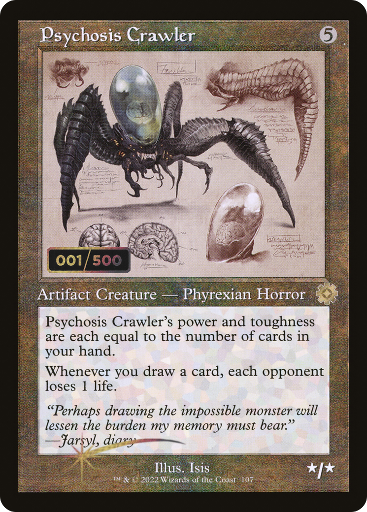 Image of Psychosis Crawler (Schematic) (Serial Numbered) (BRR-107) - The Brothers' War Retro Artifacts Foil