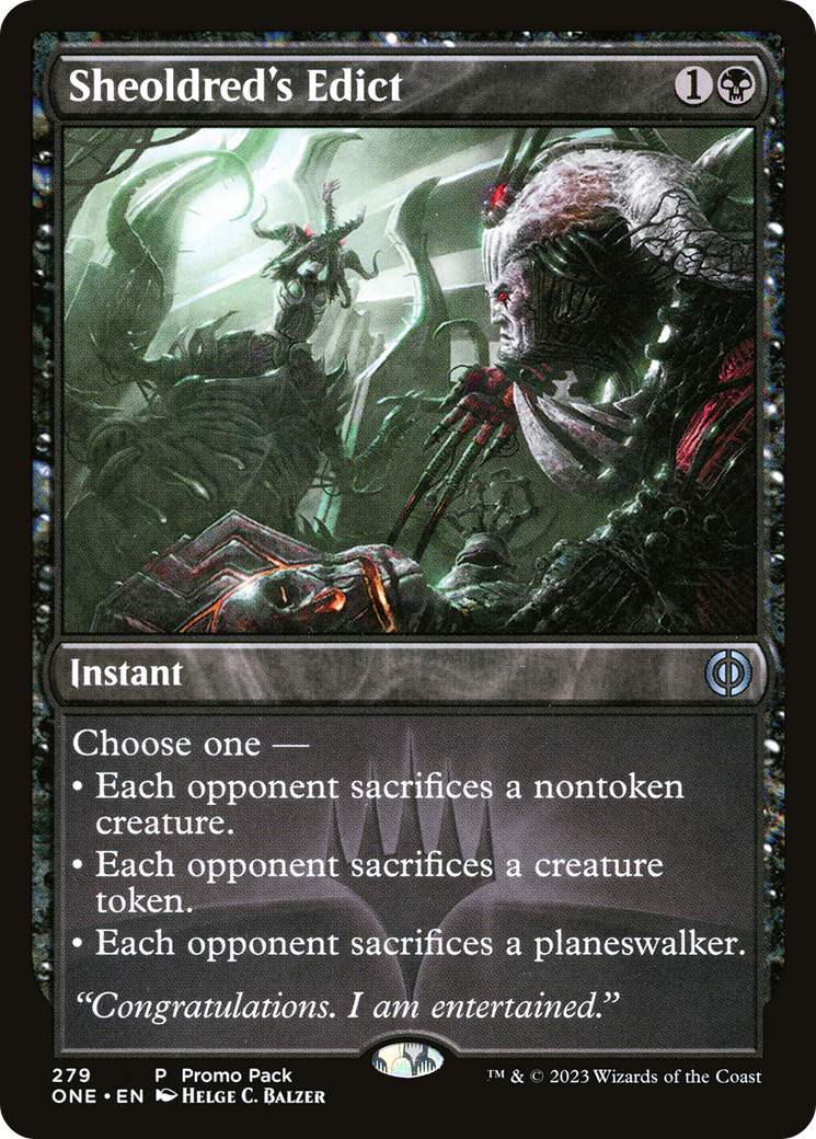 Image of Sheoldred's Edict (PPONE-279) - Phyrexia: All Will Be One Foil