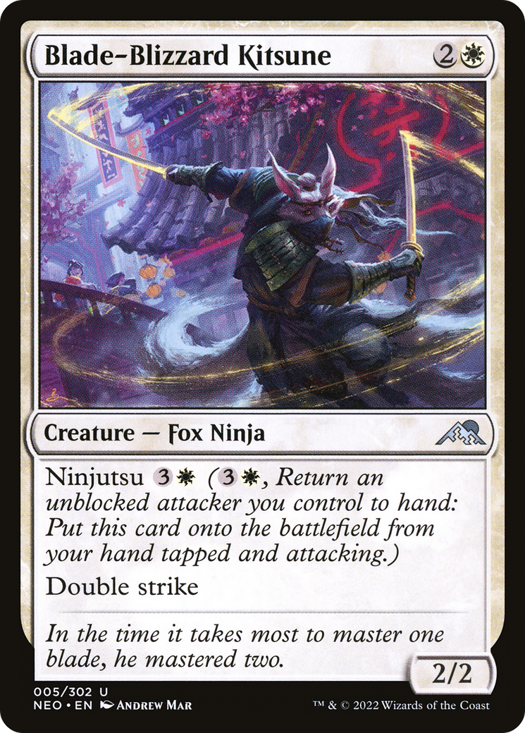 Image of Blade-Blizzard Kitsune (NEO-005) - Kamigawa: Neon Dynasty Foil