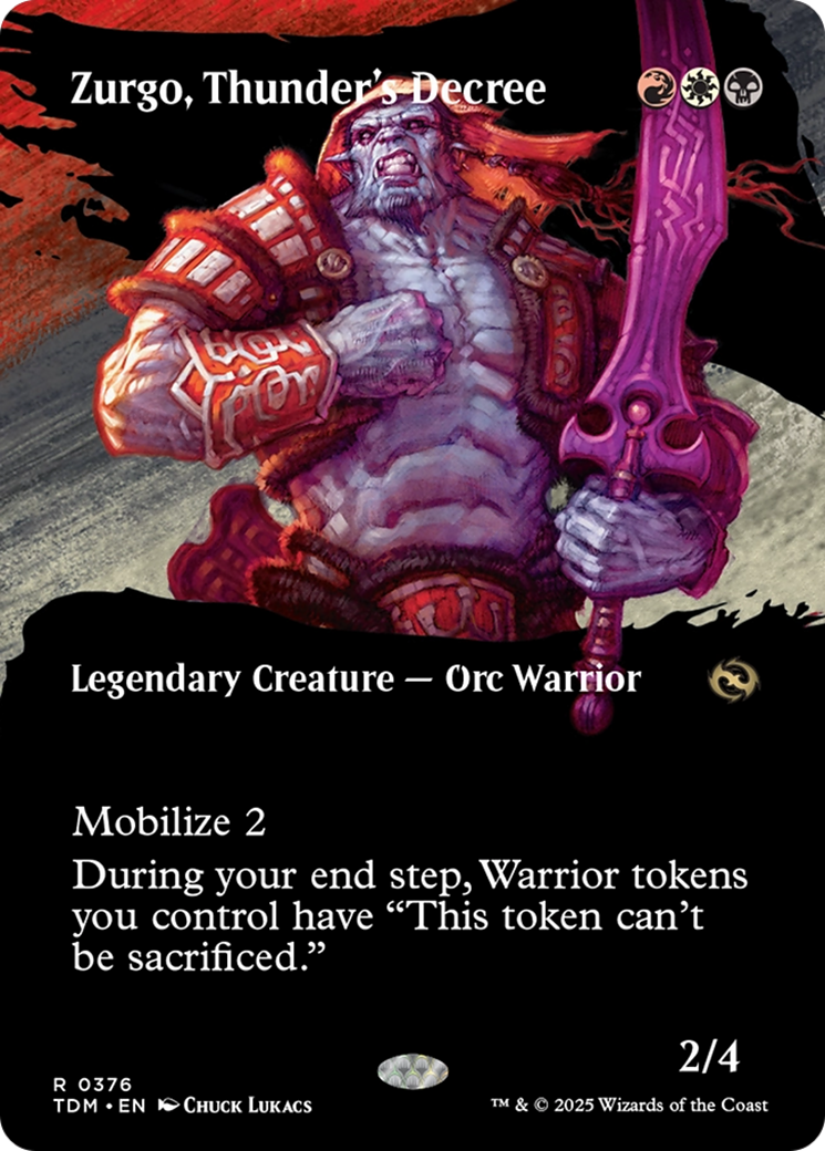 Image of Zurgo, Thunder's Decree (Borderless) (TDM-376) - Tarkir: Dragonstorm: (Showcase) (Borderless) Foil