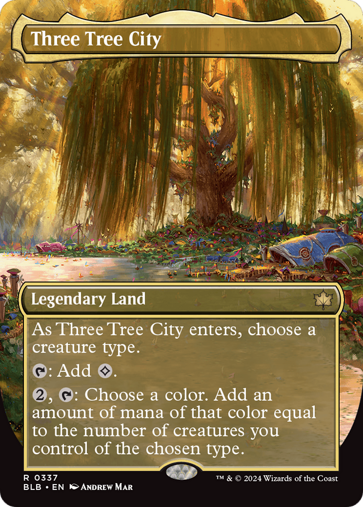 Image of Three Tree City (Borderless) (0337) (BLB-337) - Bloomburrow (Borderless) Foil