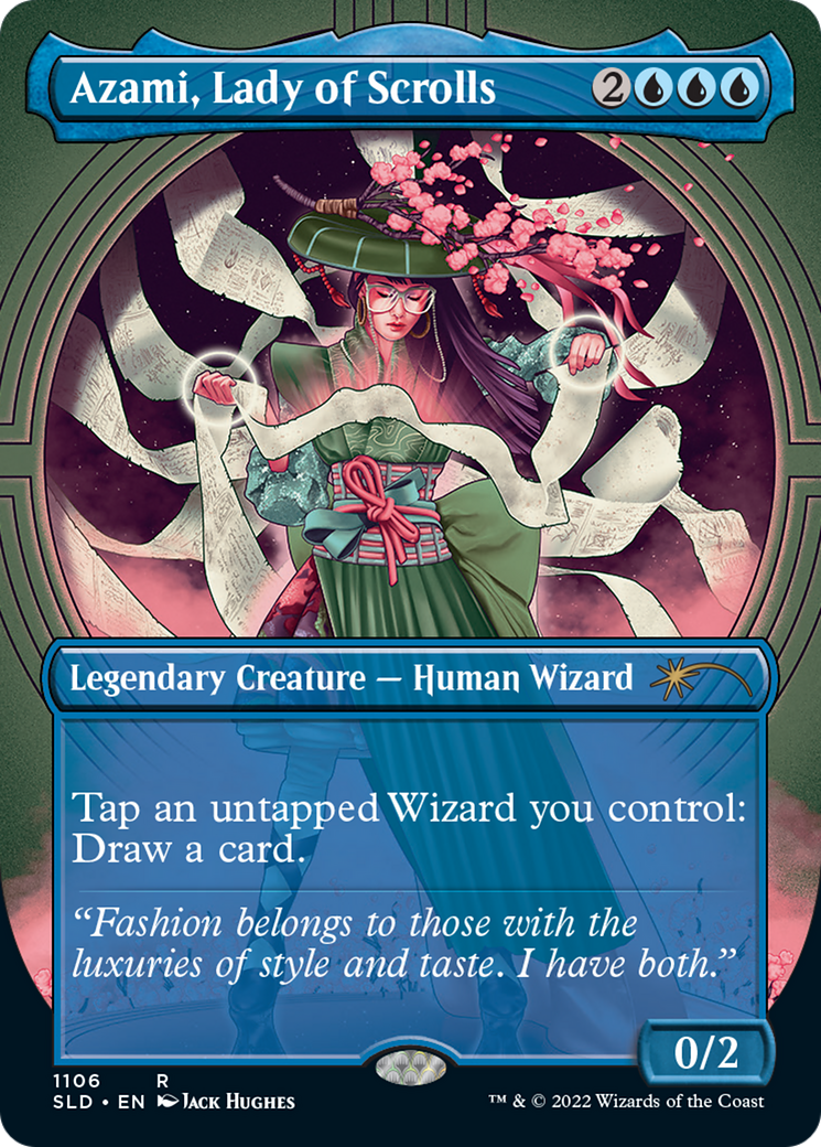 Image of Azami, Lady of Scrolls (Borderless) (SLD-1106) - Secret Lair Drop (Borderless) Foil