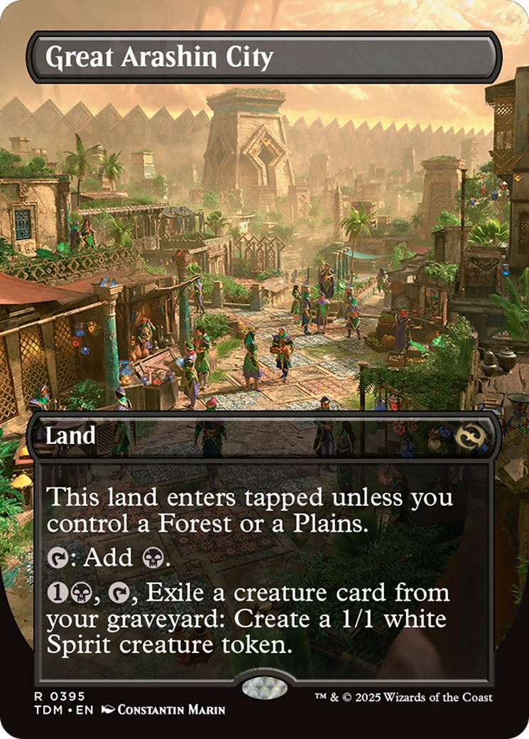 Image of Great Arashin City (Borderless) (TDM-395) - Tarkir: Dragonstorm (Borderless) Foil