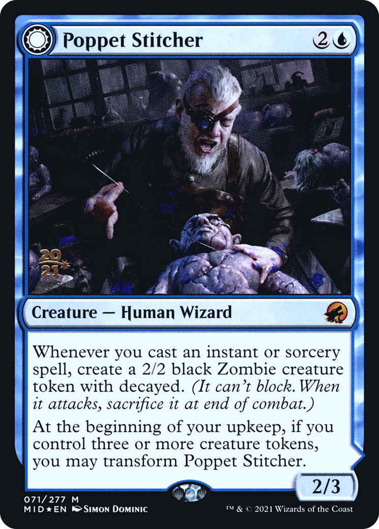 Image of Poppet Stitcher (PRE-071) - Innistrad: Midnight Hunt Promos: (Double Faced Transform) Foil