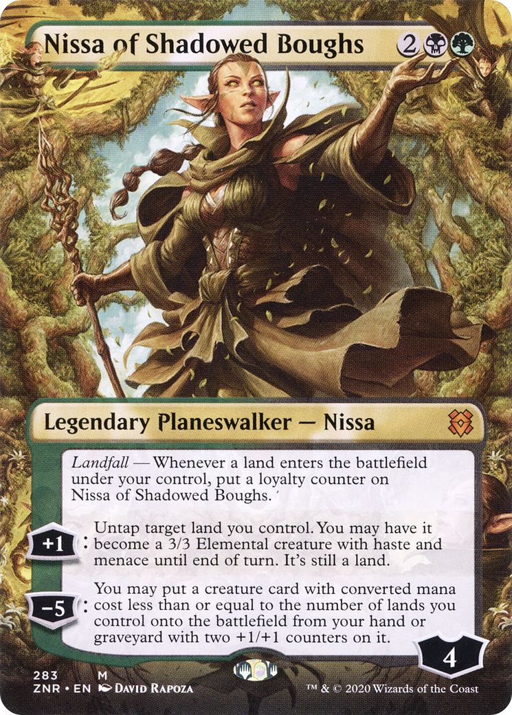 Image of Nissa of Shadowed Boughs (Borderless) (ZNR-283) - Zendikar Rising (Borderless) Foil